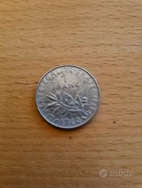 Moneta 1 FRANC 1960 rara collezione Rep. Francese