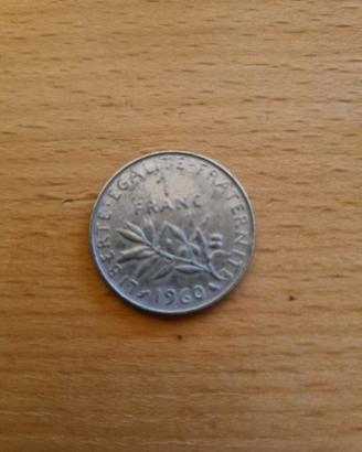 Moneta 1 FRANC 1960 rara collezione Rep. Francese