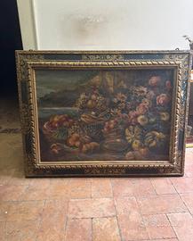 Grande Dipinto Antico Olio su Tela - Natura Morta