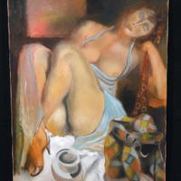 Nebuloni Guido quadro olio tela 1980 nudo 50 x 70