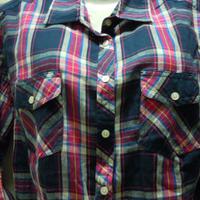 Camicia donna sportiva a quadri rosa blu Tg L