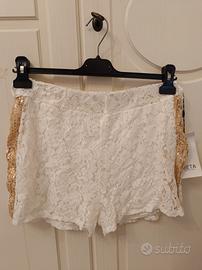 pantaloncino in pizzo e strass 