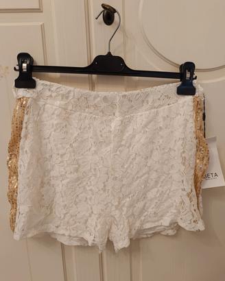 pantaloncino in pizzo e strass 