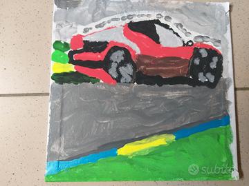 Quadro unico "Auto da Corsa" - Dipinto a mano su t