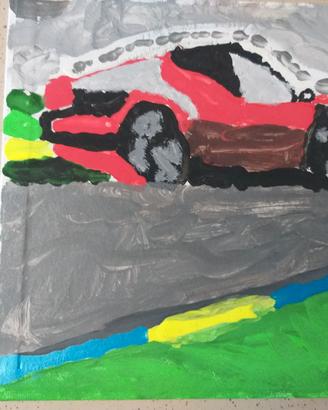 Quadro unico "Auto da Corsa" - Dipinto a mano su t