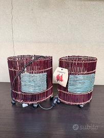 Lampade artigianali in bambù, stile etnico - 2 pz