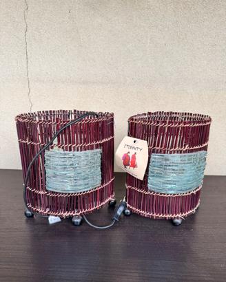 Lampade artigianali in bambù, stile etnico - 2 pz