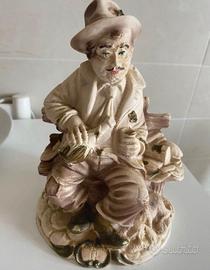 Statua uomo anziano in ceramica vintage