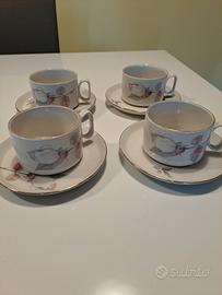 4 tazze te con piattino