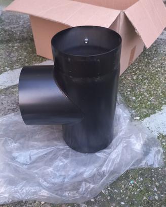 Tubo canna fumaria raccordo a T diam. 15 in ferro