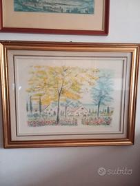 Quadro vintage litografia su carta, di M. Cascella