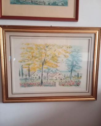 Quadro vintage litografia su carta, di M. Cascella