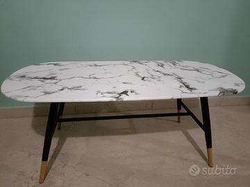 Tavolino in vetro temperato effetto marmo 