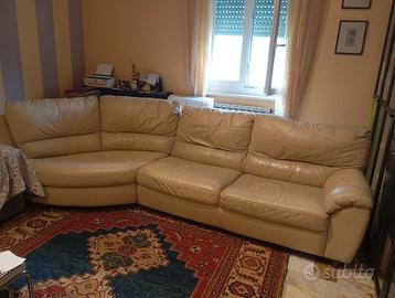 Divano con penisola in pelle Divani & Divani