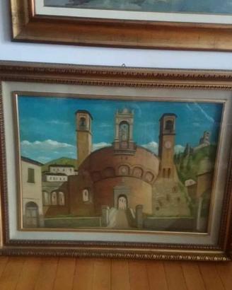 Quadro vintage olio su tela, lunghezza cm 90 x 70