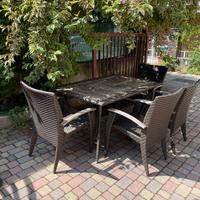 Tavolo da giardino + sedie set rattan e legno teak