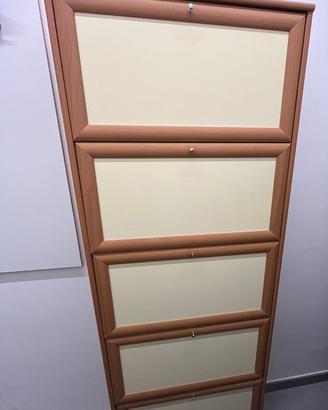 Scarpiera a muro in legno 5 sportelli capienti