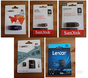 MEMORIE CHIAVETTE USB E SCHEDE MICRO SD NUOVE IMBA