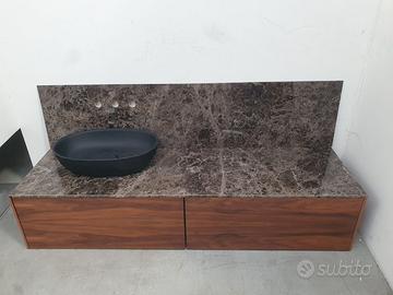 Mobile da bagno con top e schienale in gres L 170