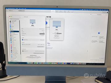 IMac 24” M1 8GB / SSD 512GB blu+accessori+scatola