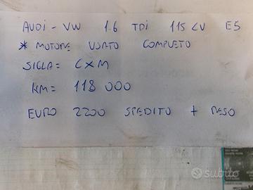 Motore usato completo audi-vw 1.6 tdi 115cv e5