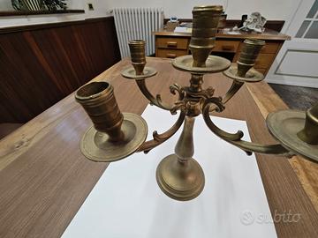 Candeliere in ottone pesante a 5 luci