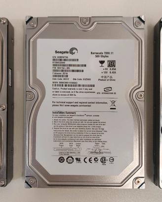 Lotto 3 hard disk da 500 GB