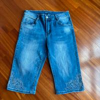 Jeans al ginocchio con brillantini tg 44