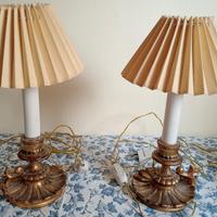 Coppia piccoli lumi legno con paralume 