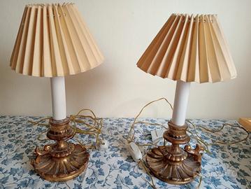 Coppia piccoli lumi legno con paralume 