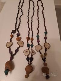 3 collane artigianale africane con elementi nat