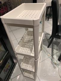 Cestino porta oggetti in plastica bianco 4 piani