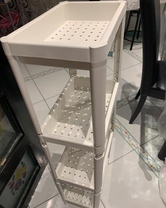 Cestino porta oggetti in plastica bianco 4 piani