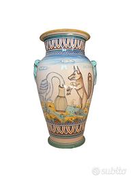 Grande vaso in maiolica di Deruta firmato R. Cleti