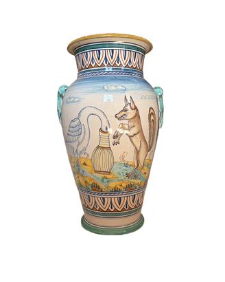 Grande vaso in maiolica di Deruta firmato R. Cleti