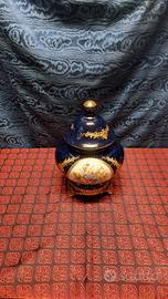 vaso centrotavola porcellana francese blu cobalto