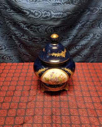 vaso centrotavola porcellana francese blu cobalto
