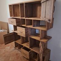 Libreria credenza etnica in legno massello 