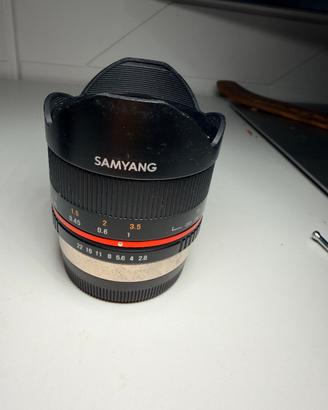 Samyang 8 mm f2.8 fisheye  per fujifilm