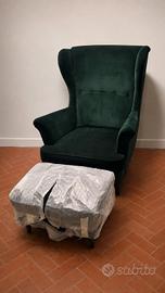 poltrona strandmon in velluto verde
