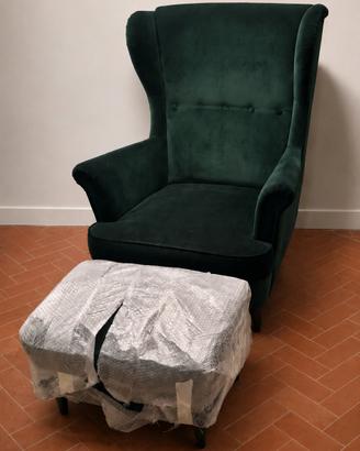 poltrona strandmon in velluto verde