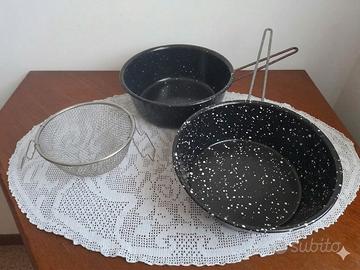 Set Friggitrice e Tegame in Acciaio Smaltato con C