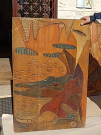 6 Pannelli in legno dello scultore Mangiameli-1963