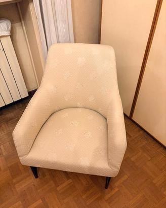 Poltroncina vintage anni '50 in tessuto damascato