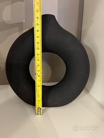 Vaso design ceramica nero nuovo 20 cm