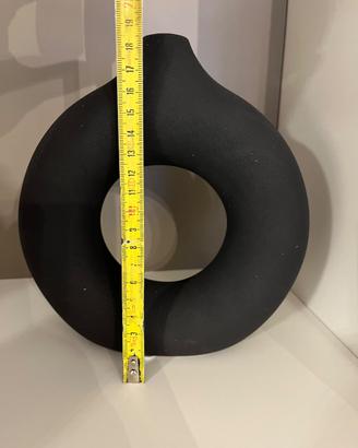 Vaso design ceramica nero nuovo 20 cm