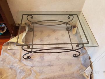 tavolo in cristallo e ferro battuto 120x80