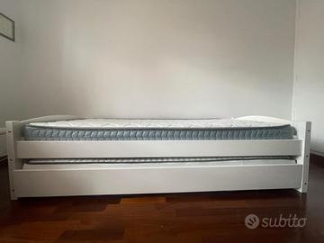 Letto Singolo con Letto Estraibile 90x200 a Doghe