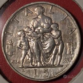 5 Lire Impero 1936 Vittorio Emanuele III