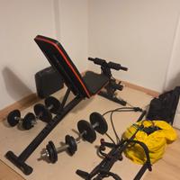 Piccola Home Gym– 52 kg dischi, panca, elastici